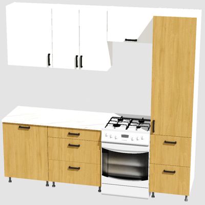 Кухня Эконом 1,8 метра с колонкой (1300х500) Цвет: Белый/Дуб Сонома