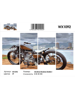 Модульная картина по номерам(полиптих) Мотоцикл WX1092(30x40x2, 30x60x2, 30x80) Холст на подрамнике