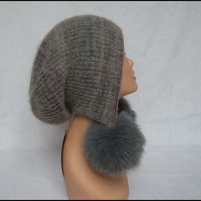 Двухсторонняя шапка ушанка с помпонами Vizio Италия 6716 серая