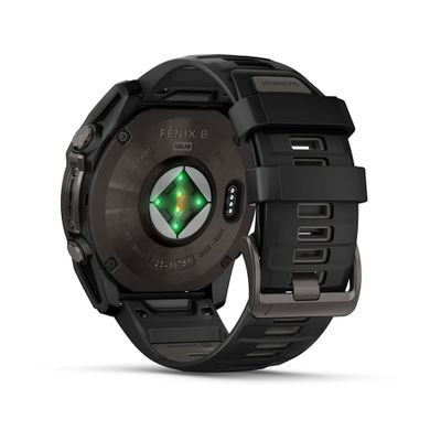 Умные часы Garmin Fenix 8 - 51 мм Solar, Sapphire титановый угольно-серый с DLC-покрытием и черным ремешком (010-02907-11)