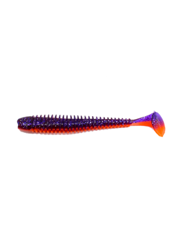 Силиконовая приманка Fish3 Убойная 4,5 фиолетовый/оранжевый с блестками