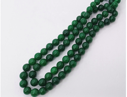 Агат тонированный   на нити  10мм изумруд