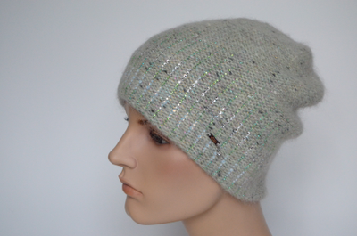Белая шапка из меланжевой пряжи Vizio Италия 8022 CY фото шапок 2023