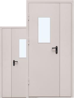 Дверь ДПМО-02 - ДВЕРЬ ПРОТИВОПОЖАРНАЯ МЕТАЛЛИЧЕСКАЯ ОСТЕКЛЕННАЯ ДВУСТВОРЧАТАЯ