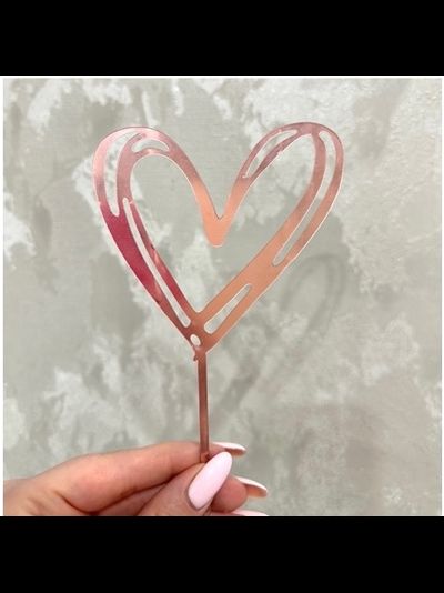 Топпер акриловый "Сердце" тонкий (роз. золото)
