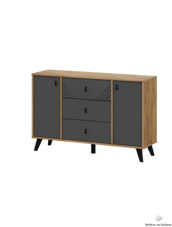 Байкал Комод 3 ящика двухстворчатый Дуб Золотой/Графит