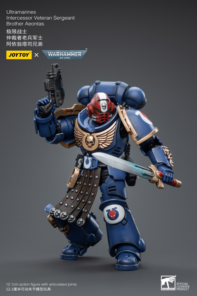 Интерцессор-ветеран Ультрамаринов (Warhammer 40k) - КОЛЛЕКЦИОННАЯ ФИГУРКА 1/18 Ultramarines Intercessor Veteran Sergeant Brother Aeontas (JT4386) - JOYTOY