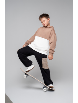 Брюки с накладными карманами из мешковины