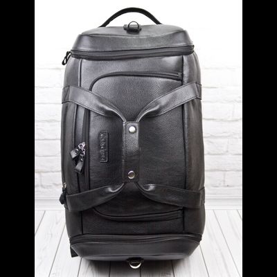 Кожаная дорожная сумка / рюкзак Napoli black 
(арт. 4034-01)