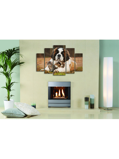 Модульная картина "Сенбернар и малыши"