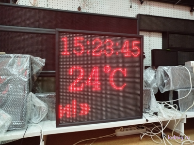 Табло погодных условий 690*690мм (красное свечение) температура, время