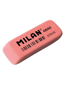Ластик каучуковый Milan 4840, скошенной формы, розовый