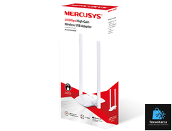 Усилитель Wi-Fi сигнала Mercusys MW300UH N300 USB адаптер высокого усиления, две 5 дБи высокочувствительные антенны, гибкая установка с USB кабелем, поддержка Windows 10/8.1/8/7/XP(32/64 bit) (099602)