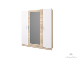 Леси шкаф 4-х створчатый с зеркалами Сонома/Белый