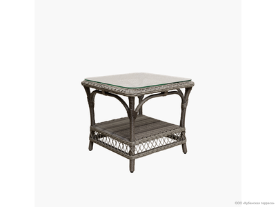 Стол Малибу журнальный со стеклом из ротанга 65 см