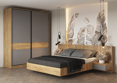 Бостон шкаф-купе ШК-005 Дуб Крафт золотой/Серый Шифер