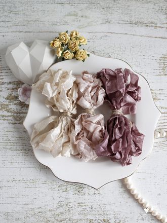 Набор шебби-лент "Бежевая роза", 6 метров