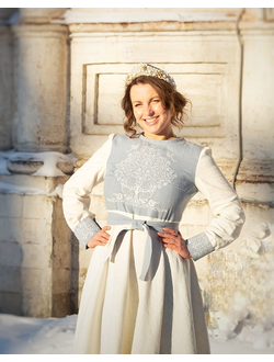 Платье "Древо времени" крапива голубое