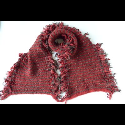 Шарф с бахромой женский Vizio Италия 6514 SLF бордовый