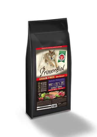 Primordial Grain Free Adult Mini Duck & Trout беззерновой корм с уткой и форелью для взрослых собак мелких пород 6 кг