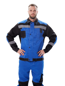 Костюм мужской "Волгарь" летний с брюками василек/черный