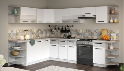 Кухня Модена Белый/Ателье светлый