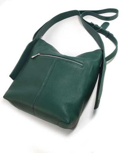 (АРТИКУЛ: 9511/92) СУМКА ЖЕНСКАЯ СРЕДНЕГО РАЗМЕРА, НАТУРАЛЬНАЯ КОЖА, ЗЕЛЕНАЯ "БУТЫЛОЧНОЕ СТЕКЛО", ДВА РЕМНЯ ЧЕРЕЗ ПЛЕЧО