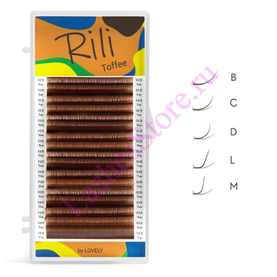 Ресницы коричневые Rili «Toffee» - MIX (16 линий)