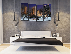 Модульная картина "Зимний романтический мостик"