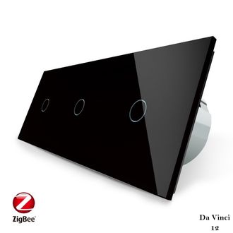 Трёхклавишный сенсорный выключатель livolo с wifi на 3 поста чёрного цвета