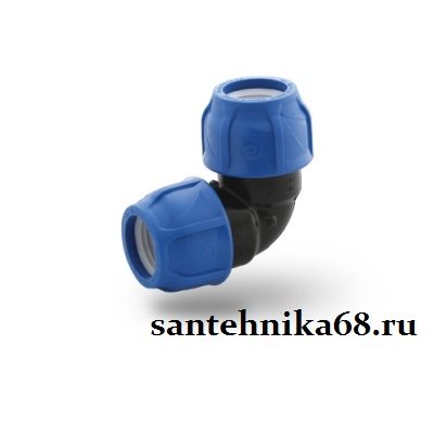 Отвод ПЭ угол обжимной POELSAN для пнд труб 20 25 32 40 50 63 75 90 110