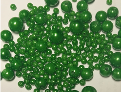 Бусины, цвет зеленый, 50 грамм