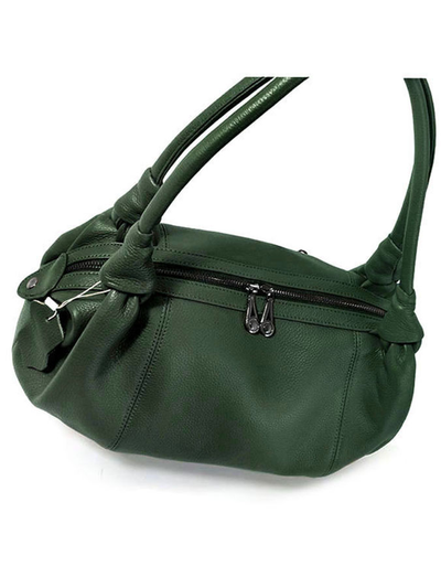 (АРТИКУЛ: 9428) СУМКА ЖЕНСКАЯ, СРЕДНЯЯ, КОЖАНАЯ, ТЕМНО-ЗЕЛЕНАЯ, С ДВУМЯ РУЧКАМИ