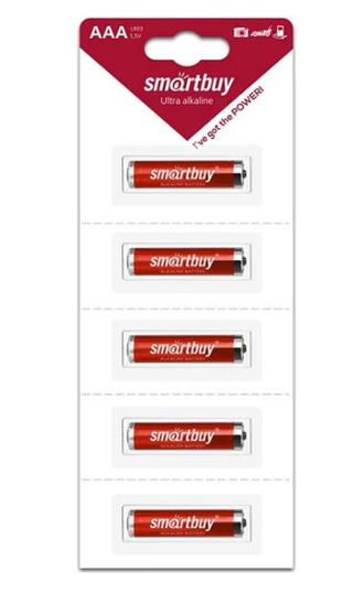 Батарейка алкалиновая ААА SmartBuy LR3/5B strip 5 шт блистер (SBBA-3A05B)