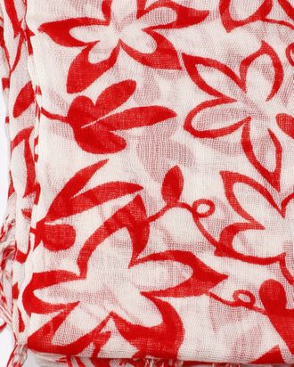 Палантин-шарф "Лён-8"  красные цветы