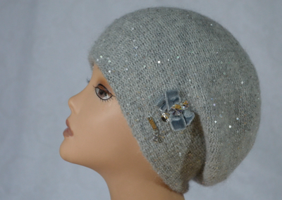 Серый итальянский берет с пайетками Vizio 6735