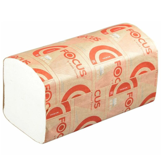Полотенца бумажные Focus Premium V-сложения, 2-слойные, белые, 200 листов в упаковке /1/15/
