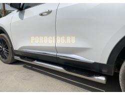 Пороги труба с проступью d76 для Haval F7 2022-2024