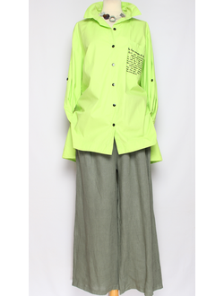 РУБАШКА ХЛОПОК "ТЕКСТЫ" лайм 50-56