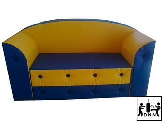 Детский игровой мягконабивной диван "Гулливер" синий/желтый