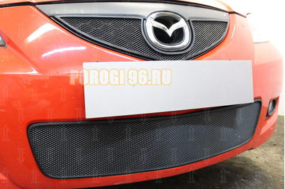 Защита радиатора Mazda 3 2006-2009 (седан) black верх