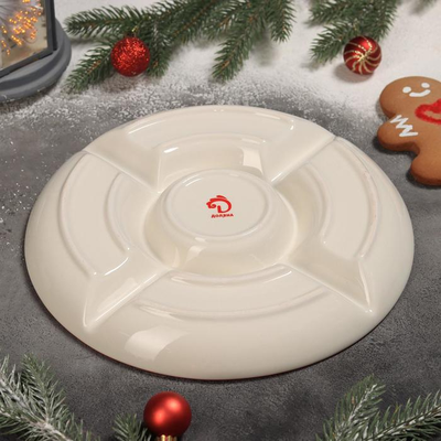 Менажница Новогодняя «Снеговик», 5 ячеек, 25,5×3,1 см