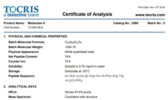 Меланотан 2 (Tocris) (Канада/Canada) - 1 флакон (10mg) пептид для загара