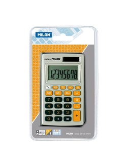 Калькулятор Milan 8-разр,в чехле, двойное питание, серо-оранжевый 150208OBL