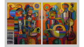 Джаз. Диптих. 2021. Холст, масло. 100х160 см. ©  Харабадзе Заза
Частная коллекция