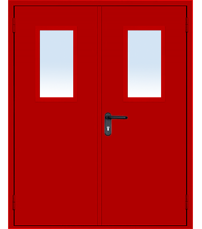 ДВЕРЬ МЕТАЛЛИЧЕСКАЯ ПРОТИВОПОЖАРНАЯ ДВУПОЛЬНАЯ ОСТЕКЛЕННАЯ ДПМ-03 EI-60/90/120