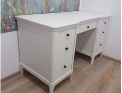 Аренда письменного стола Грета №5 из массива сосны в эмали Скандик белый 130 х 60 х 75 см