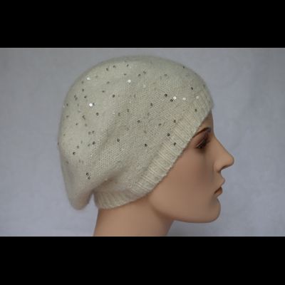 Белый женский берет тонкий с пайетками Vizio Италия 6943 BO