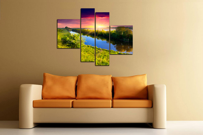 Модульная картина "Фиолетовый закат"