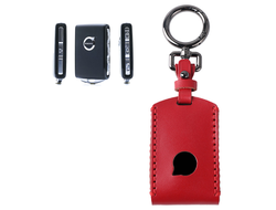 Чехол из красной натуральной кожи для ключа volvo xc60, xc90, v60, v90
